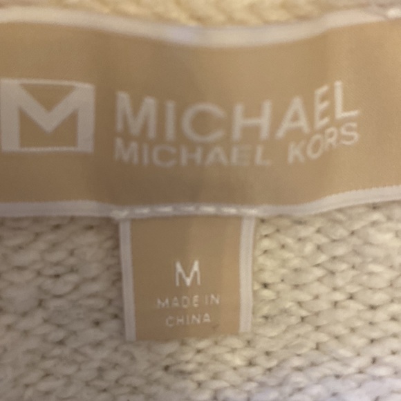 Michael Kors Cream Pull Over V Neck Cotton Blend Sweater. Size Medium. - Picture 6 of 8